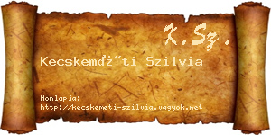Kecskeméti Szilvia névjegykártya